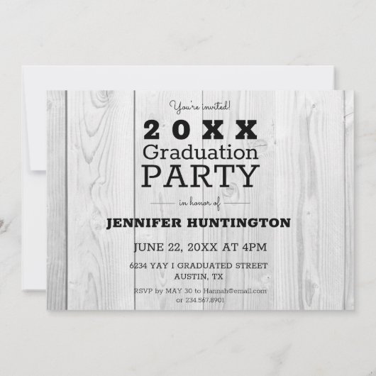 Rustic Barnwood Foto 2025 Graduation Party Einladung (Rückseite)