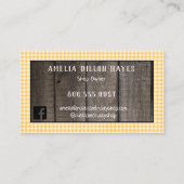 Rustic Barnwood & Gingham Sunflower Country Visitenkarte (Rückseite)