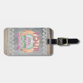 Rustic Barnwood Lace Branding Business Logo QR Gepäckanhänger (Vorderseite horizontal)