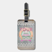 Rustic Barnwood Lace Branding Business Logo QR Gepäckanhänger (Vorderseite vertikal)