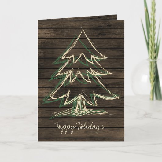 Rustic Barnwood Pine Tree - Urlaub Karte (Vorderseite)
