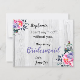 Rustic Barnwood PInk Floral Bridesmaid Vorschlag Einladung