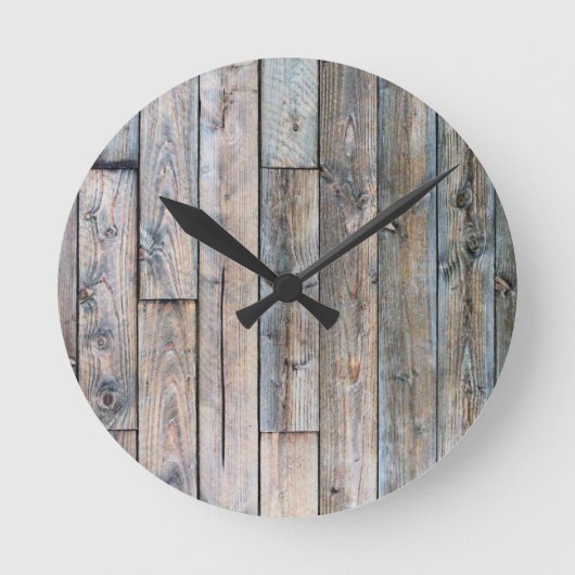Rustic Barnwood Round Wall Clock Runde Wanduhr (Vorderseite)