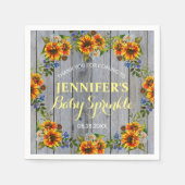 Rustic Barnwood Sunflower Baby Sprinkle Vielen Dan Serviette (Vorderseite)
