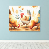Rustic Barnyard Chickens Boho Landfarm Leinwanddruck (Insitu (Holzboden))