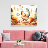 Rustic Barnyard Chickens Boho Landfarm Leinwanddruck (Insitu (Wohnzimmer))