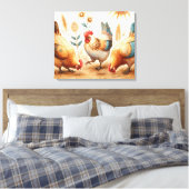 Rustic Barnyard Chickens Boho Landfarm Leinwanddruck (Insitu (Schlafzimmer))