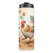 Rustic Barnyard Chickens Boho Landfarm Thermosbecher (Vorderseite)
