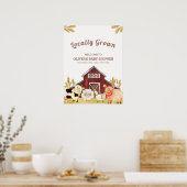 Rustic Barnyard Farm Animals Baby Dusche Willkomme Poster (Küche)