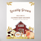 Rustic Barnyard Farm Animals Baby Dusche Willkomme Poster (Vorne)