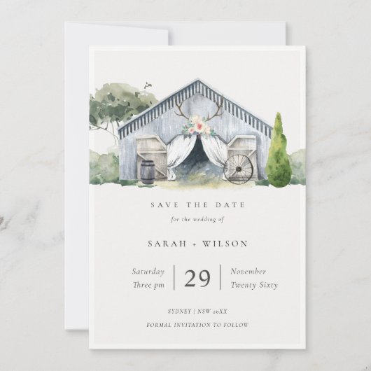 Rustic Barnyard Farm Thema Save the Date einladen Dankeskarte (Vorderseite)