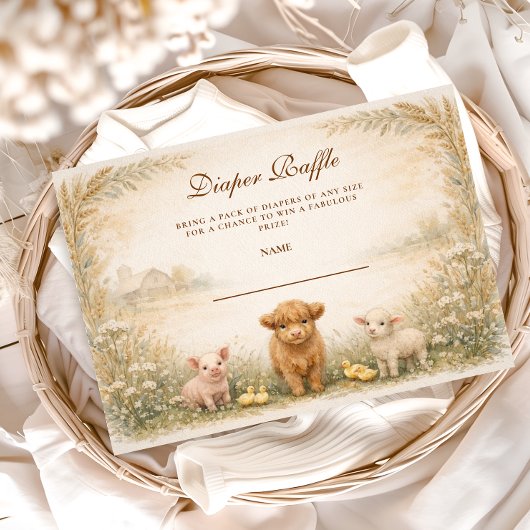 Rustic Barnyard Meadow Diapper Raffle Begleitkarte