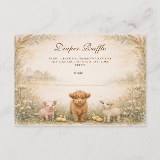 Rustic Barnyard Meadow Diapper Raffle Begleitkarte (Vorderseite)
