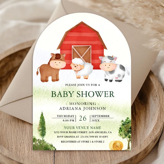 Rustic Barnyard Niedlich Farm Animals Arch Baby Du Einladung
