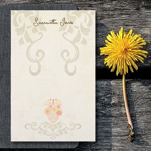 Rustic Baroque Floral Mexican Sacred Heart Briefpapier
