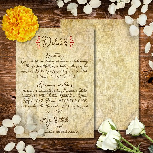 Rustic Baroque Floral Mexican Wedding Begleitkarte