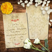 Rustic Baroque Floral Mexican Wedding RSVP Karte