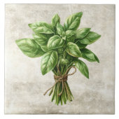 Rustic Basil Herb Faux Ceramic Tile Fliese (Vorderseite)