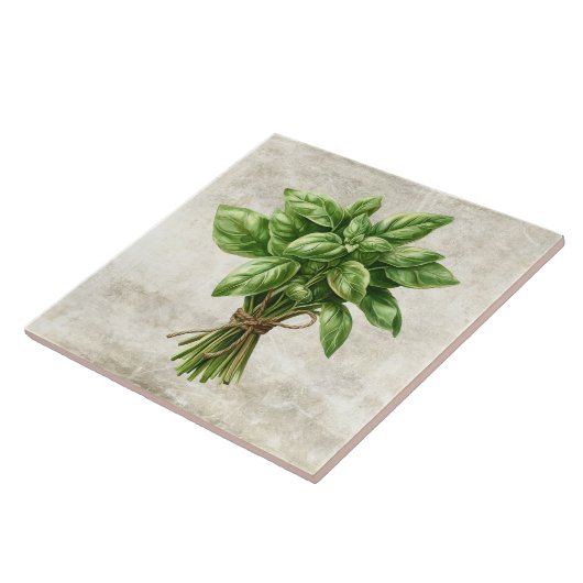 Rustic Basil Herb Faux Ceramic Tile Fliese (Seite)