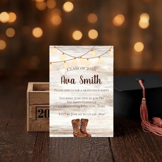 Rustic BBQ Graduation Party Invitation Einladung