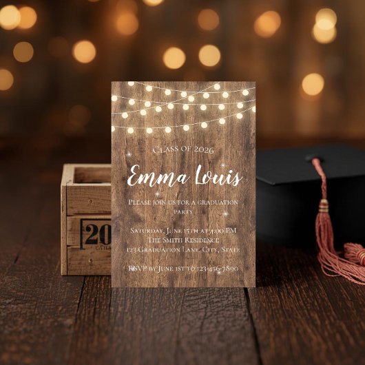 Rustic BBQ Graduation Party Invitation with Photo Einladung