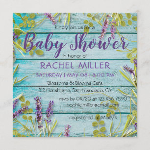 Rustic Beach Chic Lavender Baby Dusche Einladung