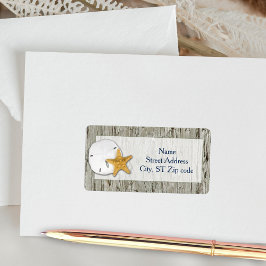 Rustic Beach Driftwood Sand Dollar Wedding Address Adressaufkleber