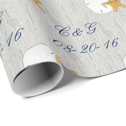 Rustic Beach Driftwood Sand Dollar Wedding Geschenkpapier (Rolleneckpunkt)