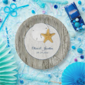 Rustic Beach Driftwood Sand Dollar Wedding Pappteller (Party)