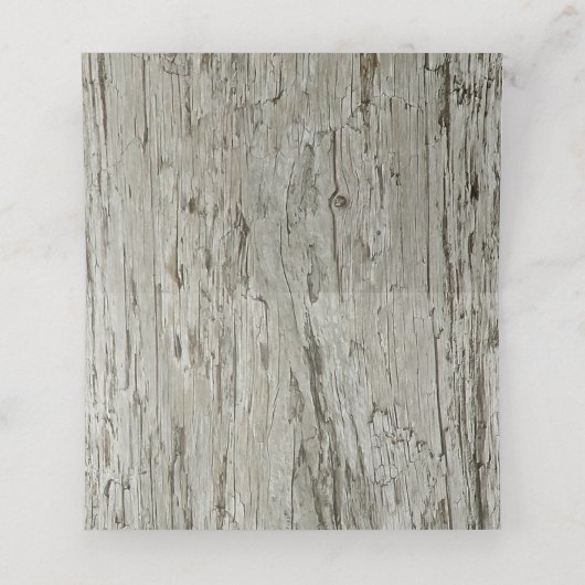 Rustic Beach Driftwood Sand Dollar Wedding Platzkarte (Innenseite Aufgefaltet)