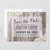 Rustic Beach Driftwood Save the Date gestrichen Ankündigungspostkarte (Vorne/Hinten)