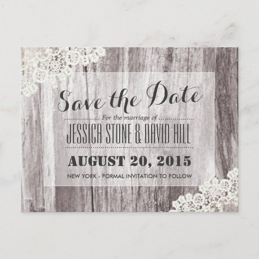 Rustic Beach Driftwood Save the Date gestrichen Ankündigungspostkarte (Vorderseite)