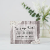 Rustic Beach Driftwood Save the Date gestrichen Ankündigungspostkarte (Stehend Vorderseite)