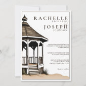 Rustic Beach Gazebo Hochzeit Einladung (Vorderseite)
