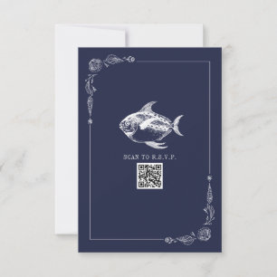 Rustic Beach Hochzeit Dark Blue Fish UAWG RSVP Karte