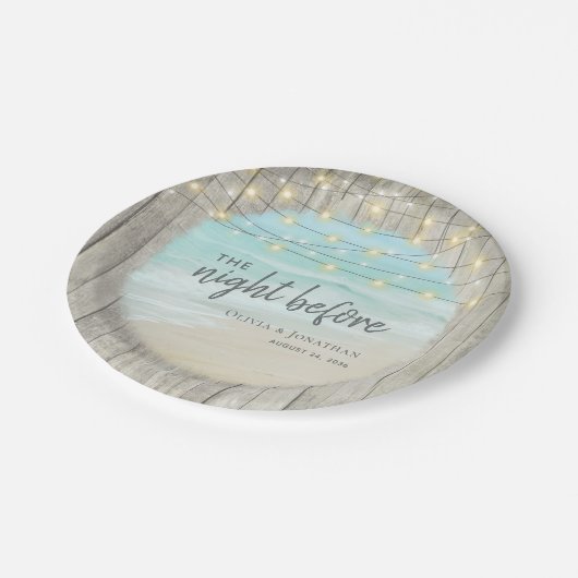 Rustic Beach Hochzeit Probe Dinner Pappteller (Schrägansicht)