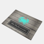 Rustic Beach House Aquamarin Blue Crab Family Mono Fußmatte (Schrägansicht)