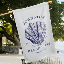 Rustic Beach House Familienname Nautic | Blau