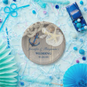 Rustic Beach Muschel Navy Anchor Nautical Wedge Pappteller (Party)