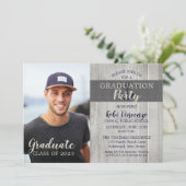 Rustic Beach Nautical Foto Graduation Party Einladung (Stehend Vorderseite)