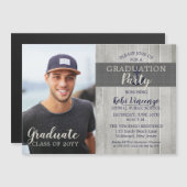 Rustic Beach Nautical Foto Graduation Party Magneteinladung (Vorne/Hinten)
