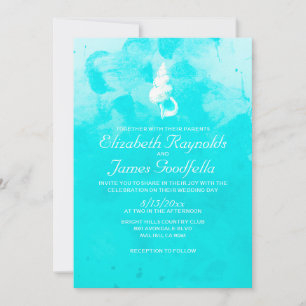 Rustic Beach Seashells Hochzeit in Urlaubsort lade Einladung