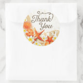 Rustic Beach Seashells Plumeria Danke Label Runder Aufkleber (Tasche)