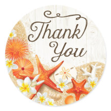 Rustic Beach Seashells Plumeria Danke Label