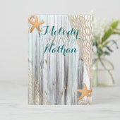 Rustic Beach Starfish Hochzeitseinladung Einladung (Stehend Vorderseite)