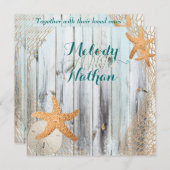 Rustic Beach Starfish Hochzeitseinladung Einladung (Vorne/Hinten)