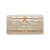 Rustic Beach Starfish Lace Wedding Custom Adressaufkleber (Vorne)