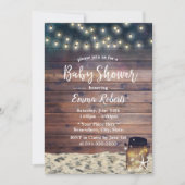 Rustic Beach Starfish Mason Jar Babydusche Einladung (Vorderseite)