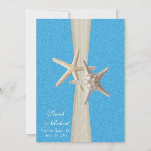 Rustic Beach Starfish Ocean Wave Wedding Einladung (Vorderseite)