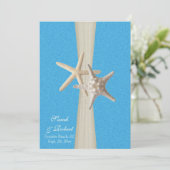 Rustic Beach Starfish Ocean Wave Wedding Einladung (Stehend Vorderseite)